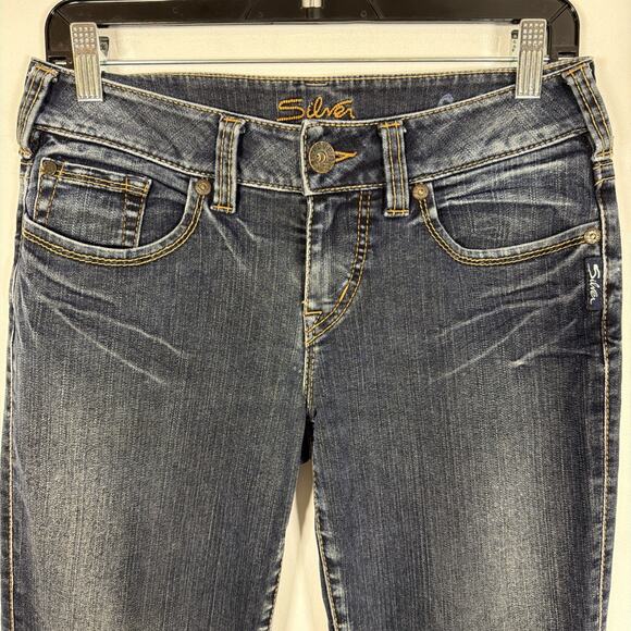 Silver Jeans Co Women 28 x 26 Suki Mid Rise Skinny Jeans Dark Wash Stretch Denim - Picture 10 of 11